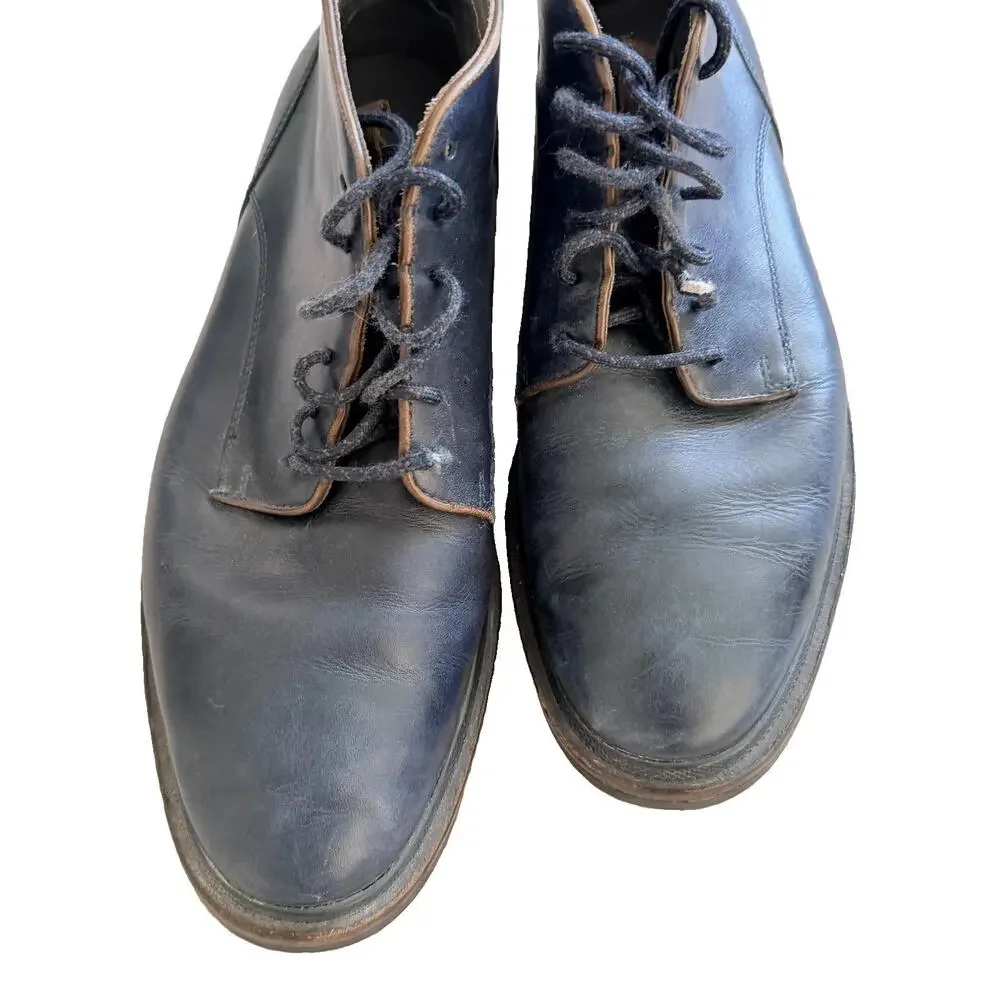 Cole Haan Leather Chukka Lace Up Boots Mens 9.5 Navy Blue Preppy Old Money
